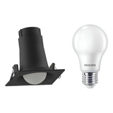 Spot Led Quadrado Embutir Bulbo Preto 9w 806lm 180° Philips