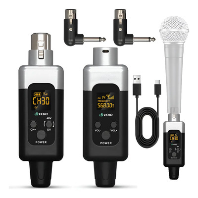 Conversor Microfone Sem Fio Uhf Transmissor Receptor 48v+ | Parcelamento sem juros