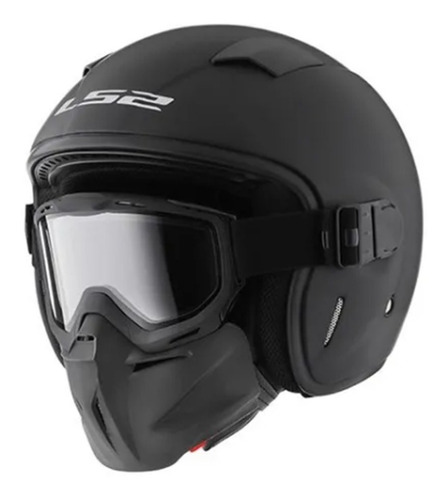 Casco Abierto Ls2 Black Mask Solid Negro Of539 