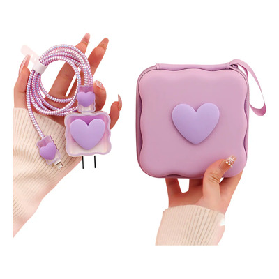 Estuche + Protector Cargador Lindo Corazones Colores Pastel | Meses sin interés
