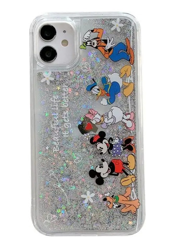 Funda Case Transparente Liquido Mickey Mouse Para iPhone