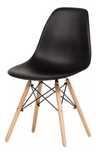 Cadeira Eames Wood Dsw Eiffel Preta Pé Palito Madeira Origin Cor Do Assento Preto Desenho Do Tecido Liso