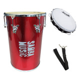 Rebolo Com Correia Phx + Pandeiro Torelli Kit Samba   