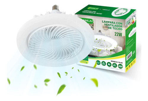 Lámpara Led Con Ventilador Silencioso Base E27 Color Blanco 