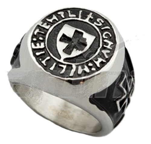 Anillo Acero Caballeros Templarios Cardinal Para Regalo