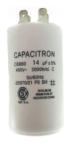 Capacitor Marcha / Condensador 14uf Motor Bomba 