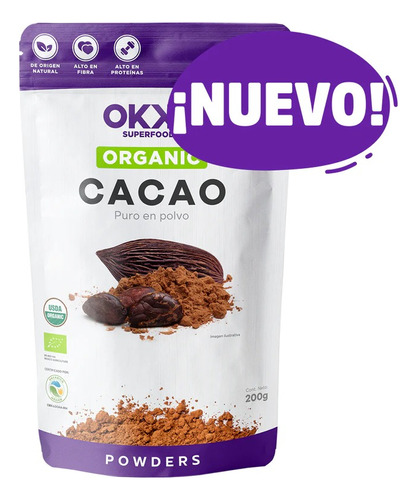 Cacao Orgánico En Polvo 200g Okko