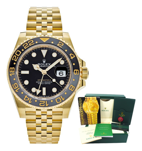 Relógio Rolex Gmt Master 2 Dourado Gold Com Caixa Original