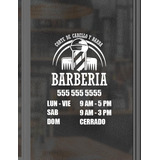 Sticker Calcomanía Horario Para Negocio Barberia Sv137