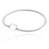 Pulseira Maleável Para Berloque Fecho Coração 19cm Prata 925