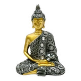 Estátua Buda Hindu Decorativo Tailandês Verde Dourado Resina