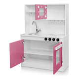 Cozinha Infantil Pia Fogão Microondas Mdf Rosa Frete Grátis