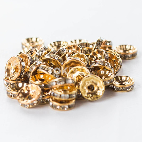 Rondelle Strass 10mm - Dourado - Porta Guardanapo - 1000un