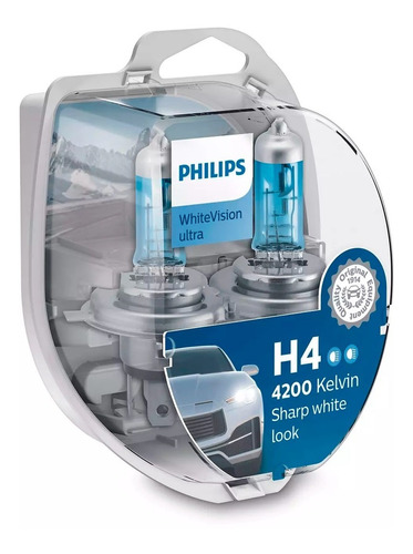 Kit 2 Lampara H4 Philips White Vision Ultra 12v 60/55w + W5w