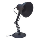 Lámpara Velador Escritorio Hierro Negro Articulado E27 Lf