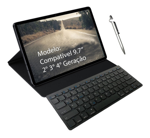 Capa Teclado Para iPad 2 3 4 A1395 A1396 + Pelicula +caneta