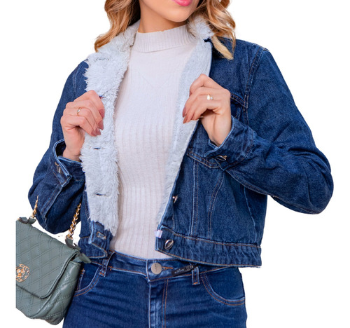 Jaqueta Jeans Feminina Forrada 100% Algodão