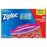 Bolsas Ziploc De Almacenamiento, Cuarto, 80 Ct