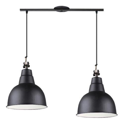 Colgante Doble Industrial Campana Negra Interior Blanco 