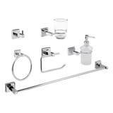 Set Juego De Accesorios Baño 6 Piezas Acero Cromo Lujo Dica