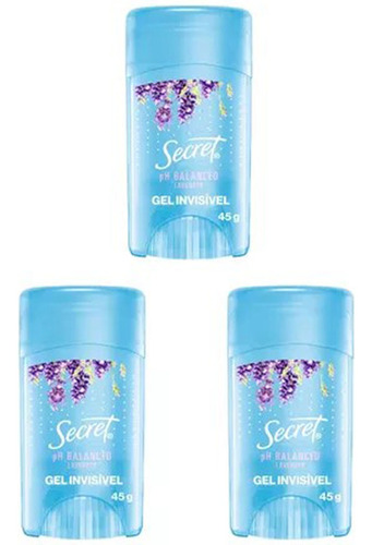 Kit 3 Antitranspirantes Em Gel Secret  Lavanda Ph Balanced