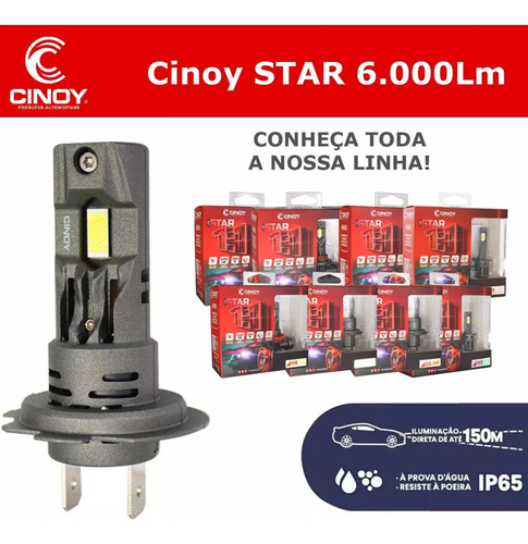 Lampada Super Led Mini Cinoy Star H1 H3 H7 H11 Hb3 Hb4 H27