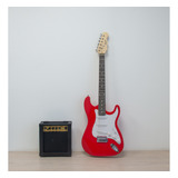 Pack Guitarra Electrica Roja Con Ampificador 10w Alaguez