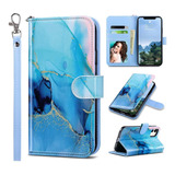 Funda Para iPhone 13, Celeste/con Tarjetero/con Correa