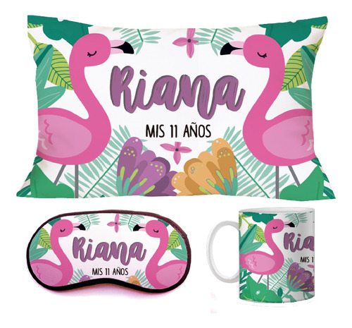 Almohadón, Antifaz Y Taza Personalizados. Pijamada Souvenirs