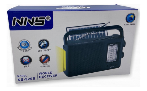 Radio Solar Recargable Con Linterna Y Bluetooth Am/fm Usb 