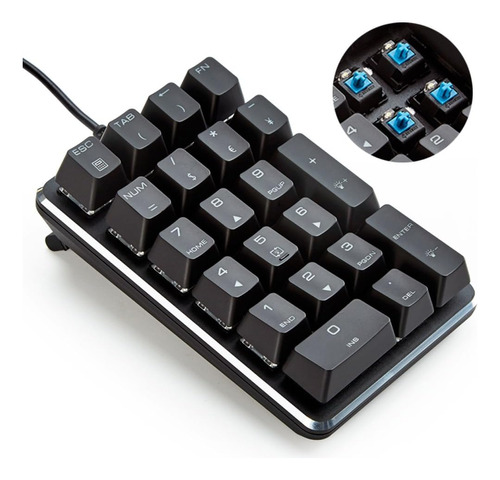 Teclado Numerico Mecanico Por Cable Usb | Negro / Iluminado