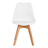 Cadeira Eames Leda Base Madeira Sem Braço - 12x Assento Branco