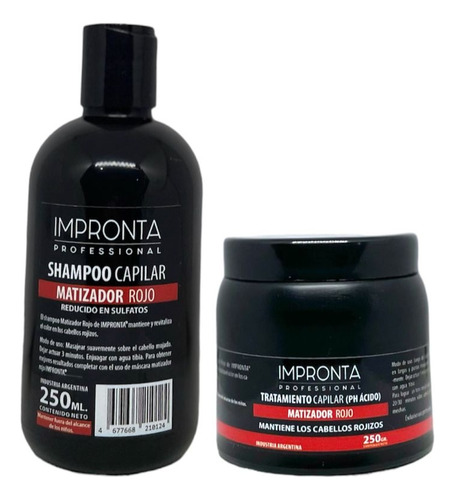 Shampoo + Mascara Matizador Rojo Red Impronta X 250ml