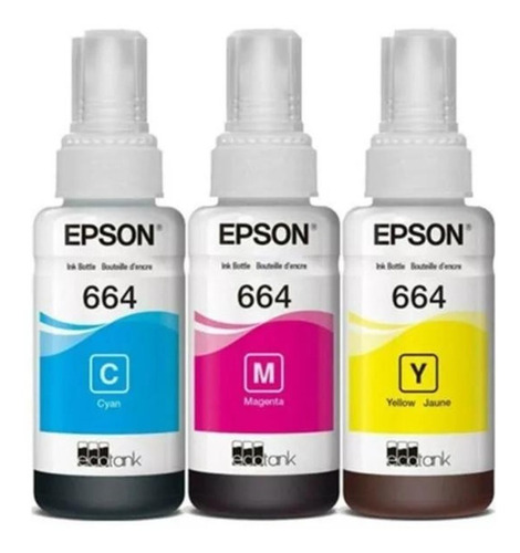 Kit 3 Tintas Epson 664 Original L380 L395 L495 L375 L 555