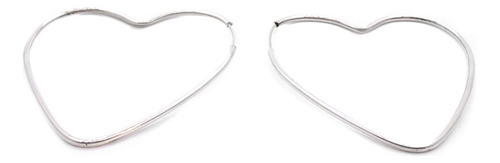 Aros Plata 925 Para Mujer Forma Corazón 3 Cm De Diametro