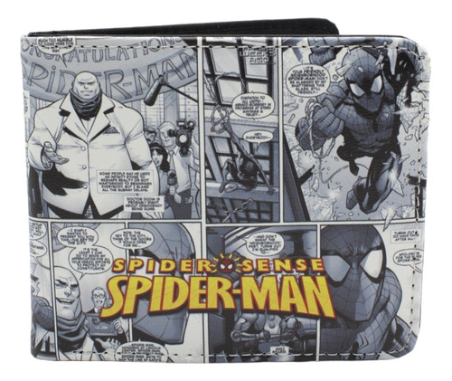 Cartera Blanco Y Negro Spiderman Tipo Comic- Marvel Avengers