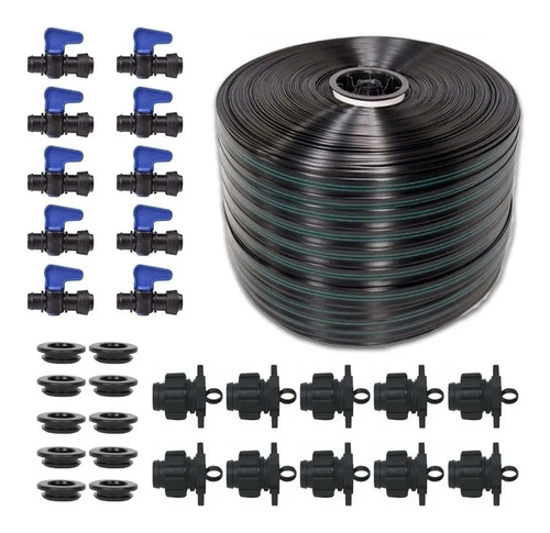 Kit 200m Mangueira De Gotejamento 16mm Registros E Chulas