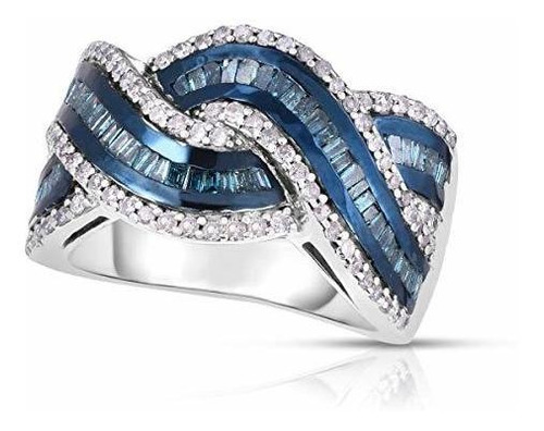 Anillos - Anillo Llamativo Ariel Wave - Diamantes Azules Y B