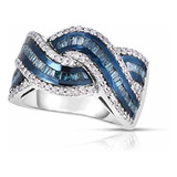 Anillos - Anillo Llamativo Ariel Wave - Diamantes Azules Y B