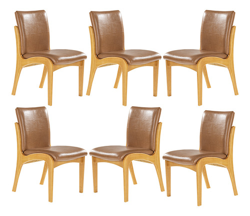 Conjunto De 6 Cadeiras Em Tecido Sintético Caramelo Lisboa