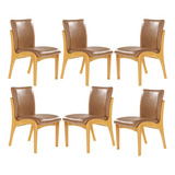 Conjunto De 6 Cadeiras Em Tecido Sintético Caramelo Lisboa