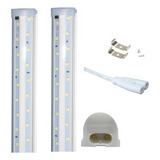 Pack 2 Lampara Tubo Barra Doble Led Canaleta Pvc 30w 120 Cm