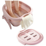 Bañera De Pies Plegable Con Masajeadores Spa Pedicure Color Rosa