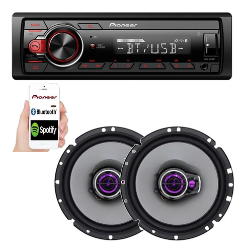 Aparelho Som Pioneer Bluetooth + 2 Falante 6 Fiat Mobi Stilo