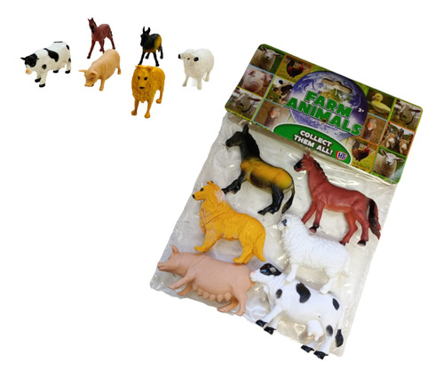 Set Animales Granja Muñecos 6 Piezas Farm Animals