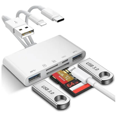 linkernel Adaptador Usb Otg Lector De Tarjetas Sd\u002Ftf Y Memoria 5 En 1 Para iPhone\u002FiPad\u002Fxiaomi .compatible Con Sd Micro Sd Sdhc Sdxc Mmc Rs-mmc Micro Sdhc | MercadoLibre