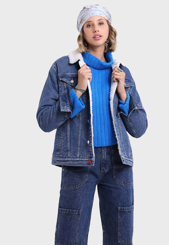 Chaqueta Jeans Con Sherpa Mujer Soviet Sjkm703de