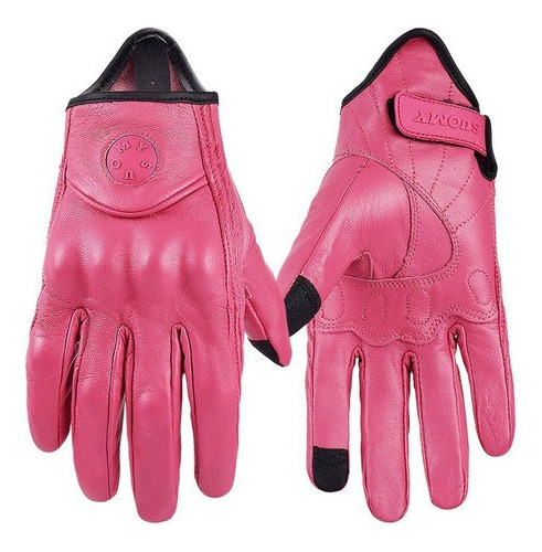 Guantes De Moto Suomy Retro Piel Mujer Color Rosa