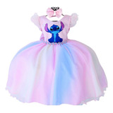 Vestido Inafntil Rosa Stitch De Luxo Com Tiara