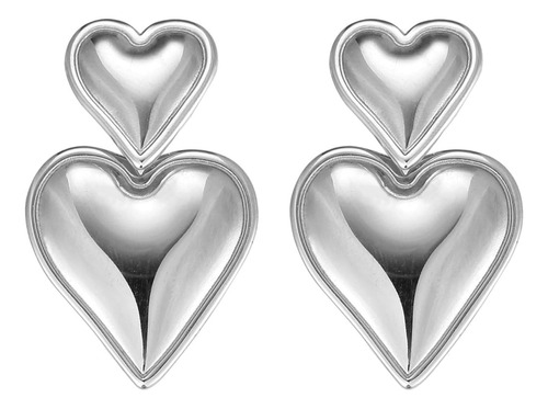 Aretes Largos Corazón Plata Colgantes Oro Joyas Mujer Barbie